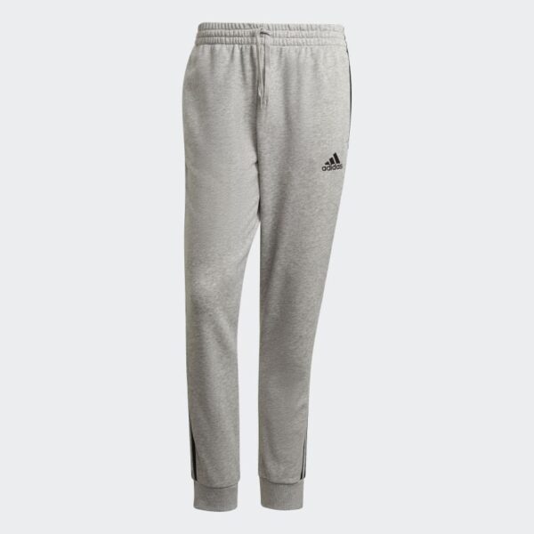 Pantaloni_Essentials_French_Terry_Tapered_Cuff_3-Stripes_Grigio_GK8889_01_laydown